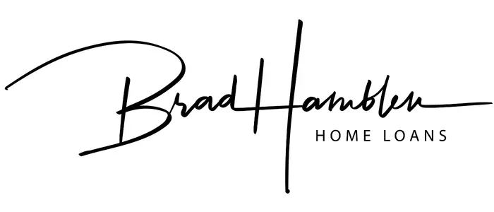 Logo with Brad Hamblen in script font and HOME LOANS in uppercase, ideal for first-time home buyers and mortgage refinance.